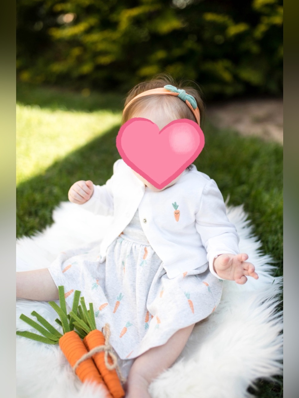 Baby Girls White Cardigan & Gray Carrot-Print Dress Set